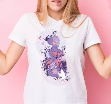 Mutter tochter t shirts mit floraler silhouette - TenStickers