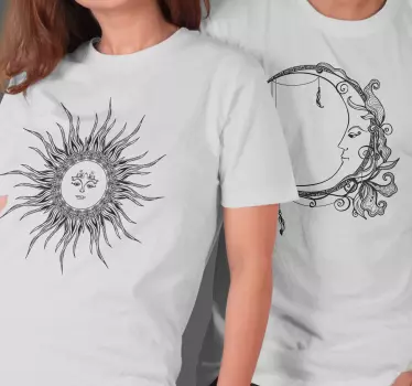Mutter tochter t shirts mit sonnen und mond silhouetten - TenStickers