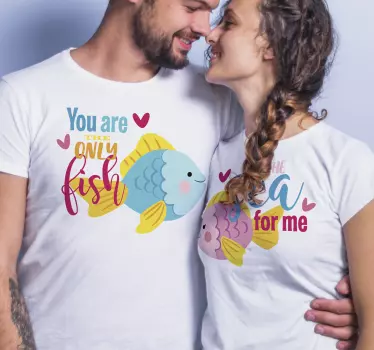 Mutter tochter t shirts mit süßem fischliebe - TenStickers