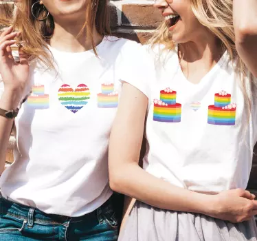 Mutter tochter t shirts regenbogen herz kuchen - TenStickers