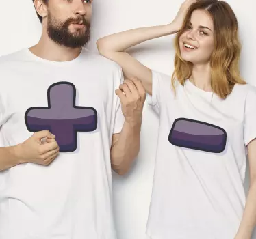 Pärchen T Shirts plus- und minuszeichen - TenStickers