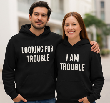 Pärchen t shirts auf der suche nach Ärger - TenStickers