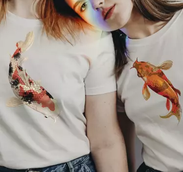 Pärchen t shirts bunte koi fische - TenStickers