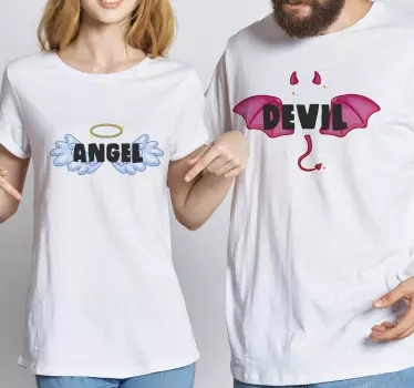 Pärchen t shirts engel gegen teufel - TenStickers