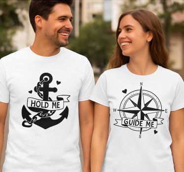 Pärchen t shirts halte mich - führe mich - TenStickers
