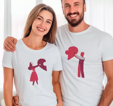 Pärchen t shirts herz zusammenhalten - TenStickers
