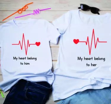 Pärchen t shirts herzschlag liebesverbindung - TenStickers