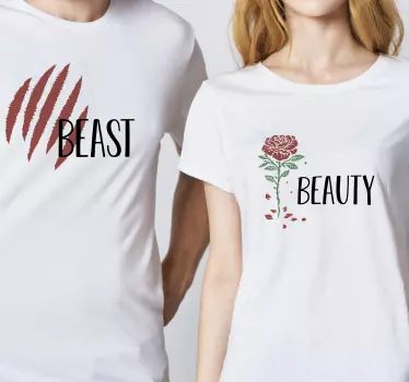 Pärchen t shirts im beauty und beast design - TenStickers