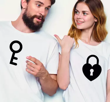 Pärchen t shirts im schlüssel und schloss design - TenStickers