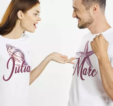 Pärchen T Shirts meeresthema mit namen - TenStickers