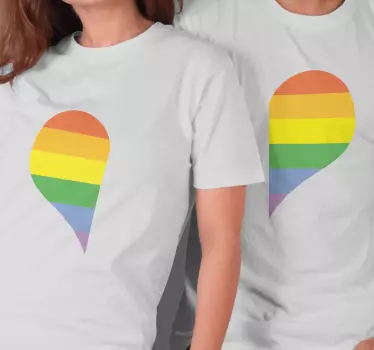 Pärchen t shirts mit buntem herzdesign - TenStickers