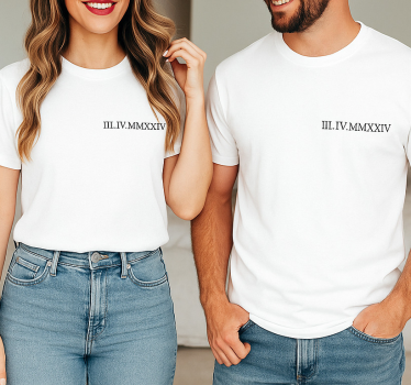 Pärchen t shirts mit passenden römischen zahlen - TenStickers