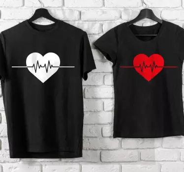 Pärchen T Shirts passende herzfrequenz - TenStickers