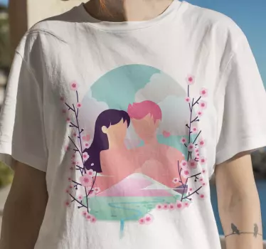 Pärchen t shirts romantische blütenliebe - TenStickers