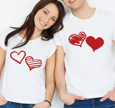 Pärchen t shirts romantisches herz paar - TenStickers