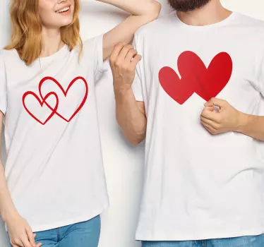 Pärchen t shirts roter herz paar stil - TenStickers