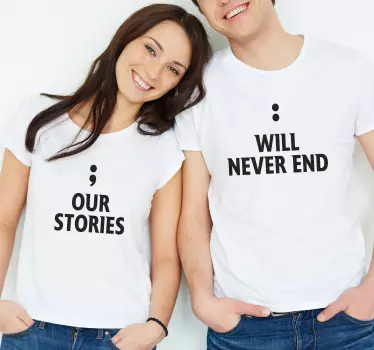 Pärchen t shirts unsere geschichten enden nie - TenStickers
