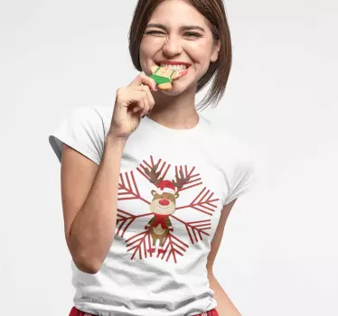 Rentier Schneeflocke Weihnachts T Shirt - TenStickers