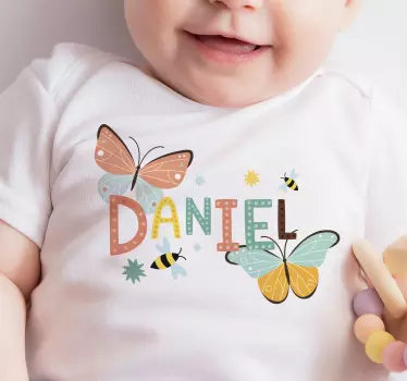 T-shirt baby bunte schmetterlinge name - TenStickers