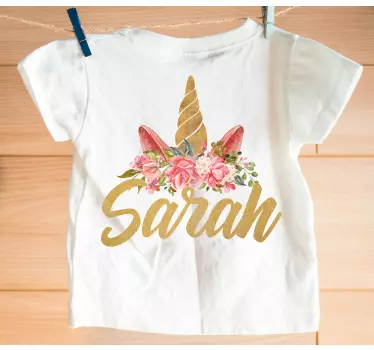 T-shirt baby einhorn blumen personalisiert - TenStickers