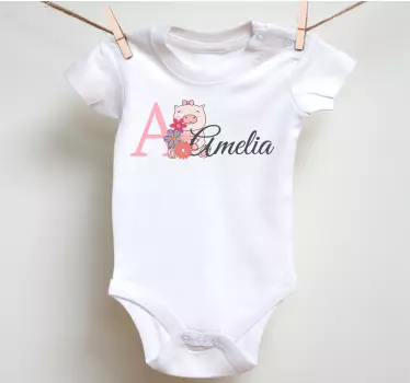 T-shirt baby süßes personalisiertes ferkel outfit - TenStickers