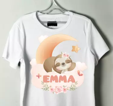 T-shirt mit namen faultier und blumenmotiv - TenStickers
