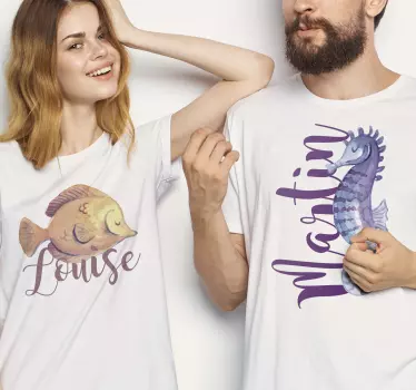 T-shirt mit namen im süßen fischdesign - TenStickers