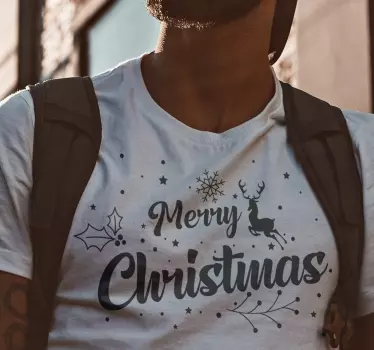 Merry Christmas mit Rentier Weihnachts T Shirt - TenStickers