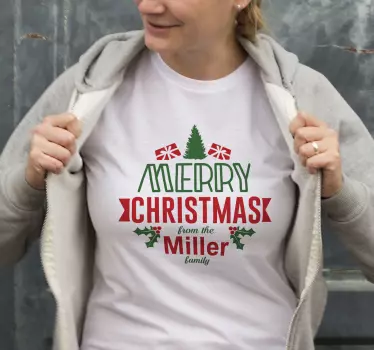 Merry Christmas mit Familienname Weihnachts T Shirt - TenStickers