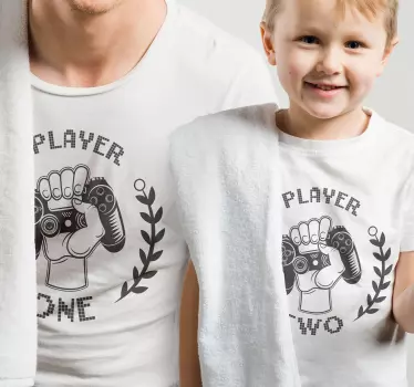 Vater und sohn t-shirts gamer duo kleidung - TenStickers
