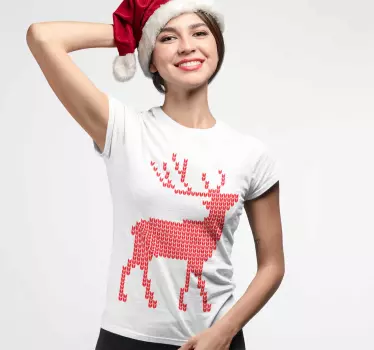 Weihnacht t shirt mit rotem rentiermotiv - TenStickers