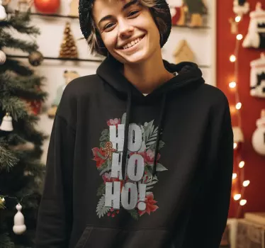 Florales Ho Ho Ho Weihnachtspullover - TenStickers