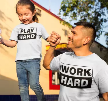 Vater Sohn T Shirt Work Hard Play Hard - TenStickers