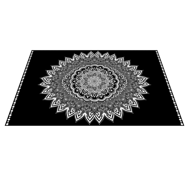 Vinyl Teppich schwarz blumenmandala-design - TenStickers