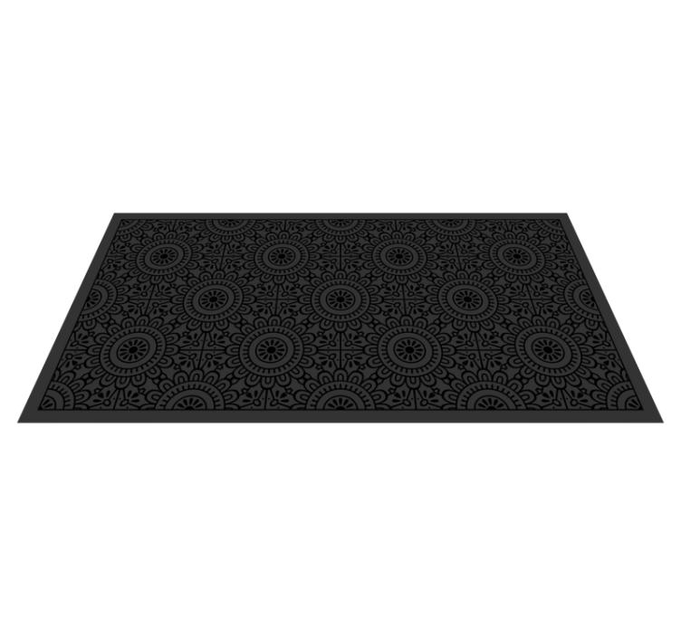 Vinyl Teppich schwarze Mandala-Blumen - TenStickers