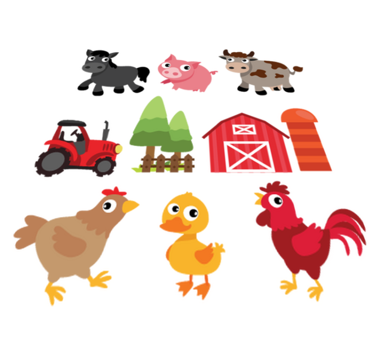 Vinyl teppich tiere bunte farm - TenStickers