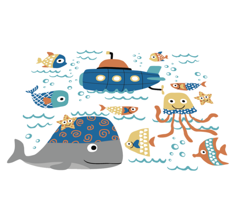 Vinyl teppich tiere mit blauen maritimen motiven - TenStickers