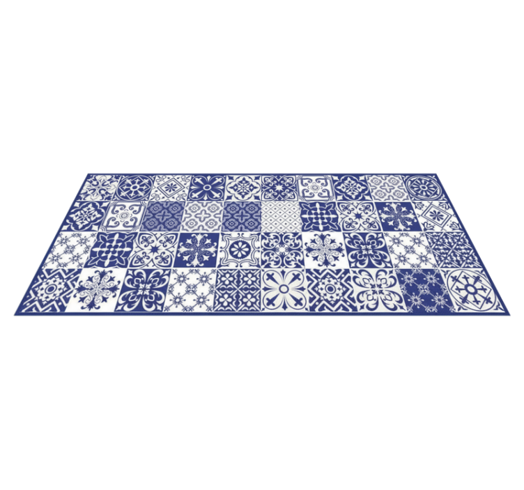 Vinyl teppich küche cobalt porzellan collage - TenStickers