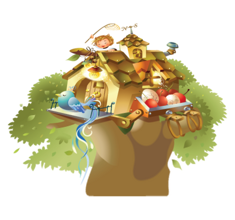 Vinyl teppich tiere hausbaum - TenStickers