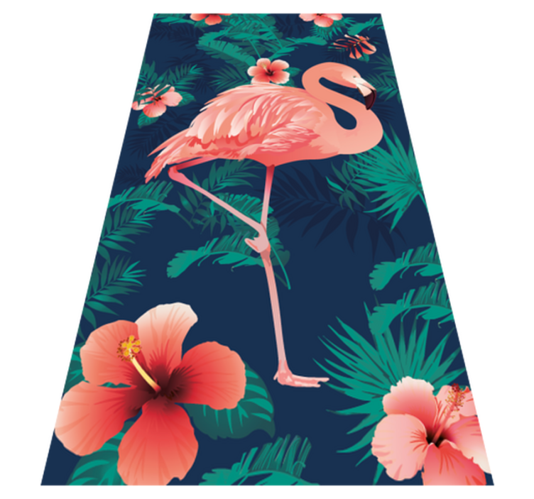 Vinyl teppich tiere mit tropischen pinken flamingos - TenStickers