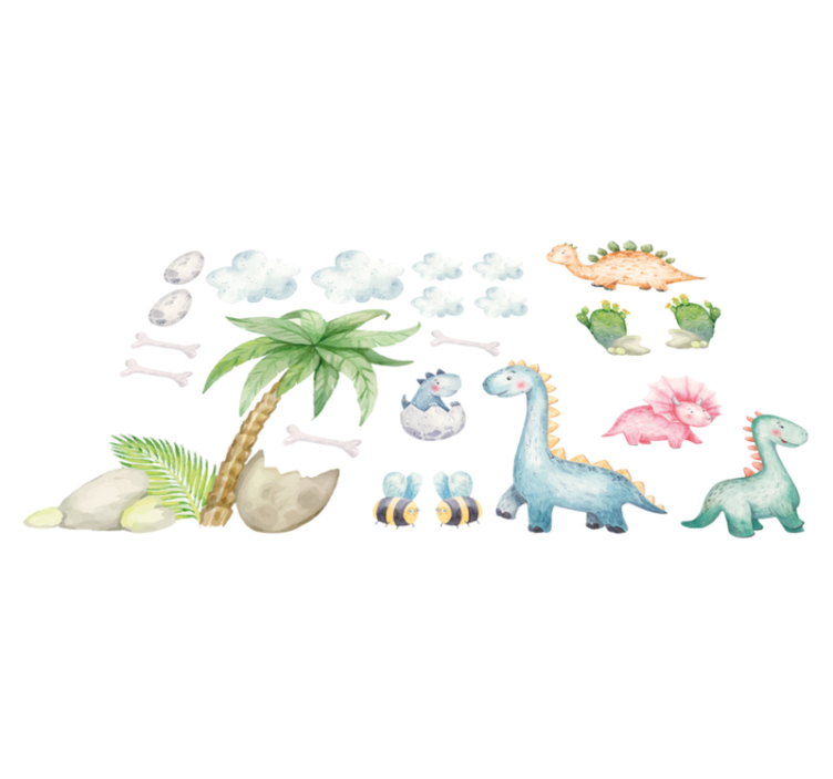 Vinyl teppich tiere mit niedlichen aquarell-dinos - TenStickers