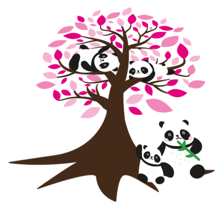 Vinyl teppich tiere baum mit pandas - TenStickers