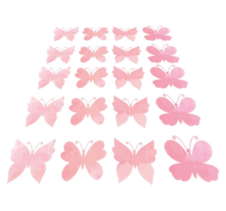 Vinyl teppich tiere mit pinken schmetterlingen - TenStickers