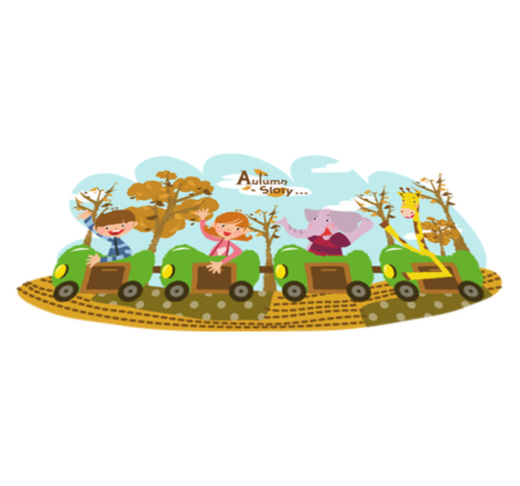 Vinyl teppich tiere zug im herbst - TenStickers
