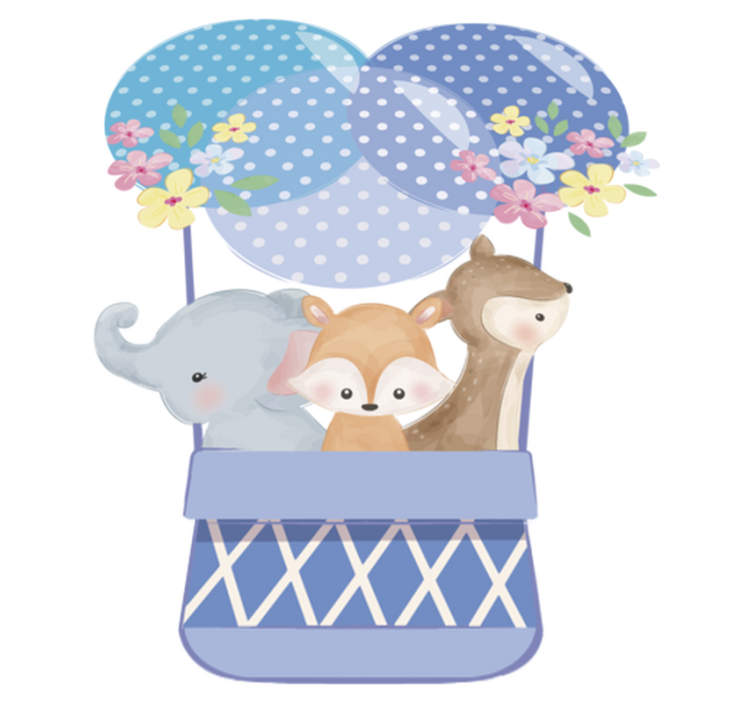 Vinyl teppich tiere aquarell tiere heißluftballon - TenStickers