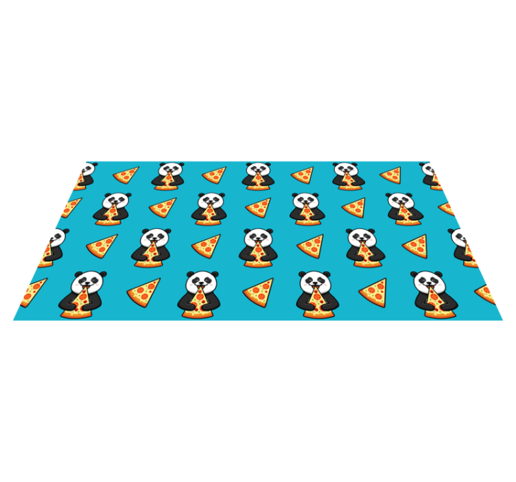 Vinyl teppich tiere panda mit pizza - TenStickers
