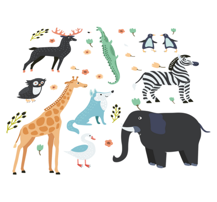 Vinyl teppich tiere glückliche tiere im park - TenStickers