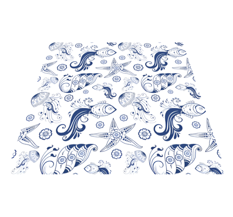 Vinyl teppich tiere mit ornamentalem meeresleben - TenStickers