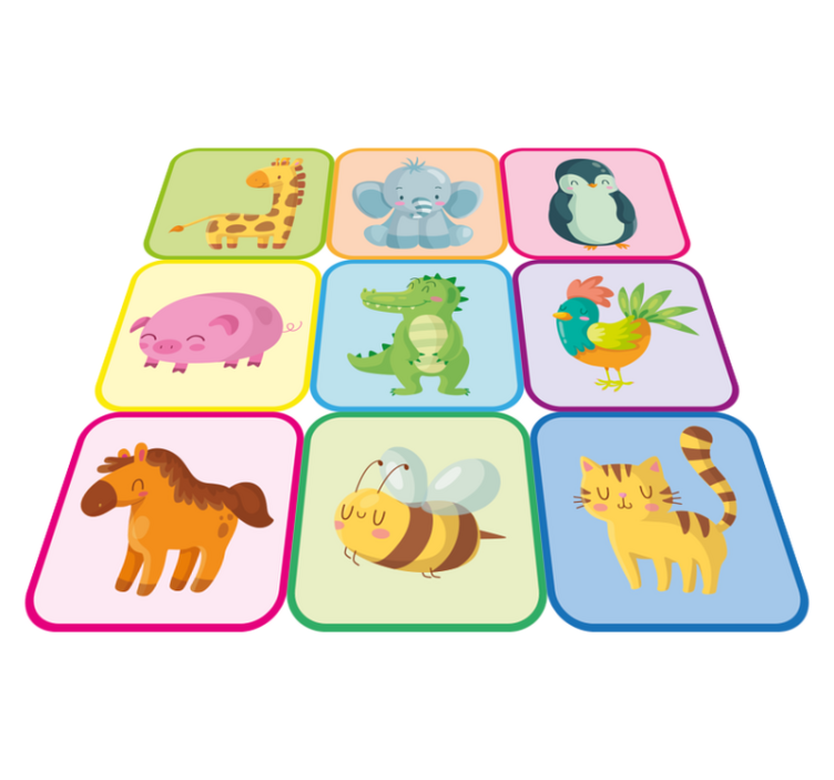 Vinyl teppich tiere bunte fliesen - TenStickers