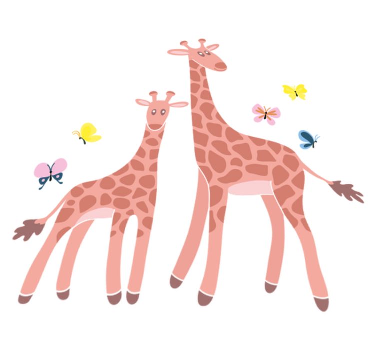 Vinyl teppich tiere schmetterlingsgiraffe eltern kind - TenStickers
